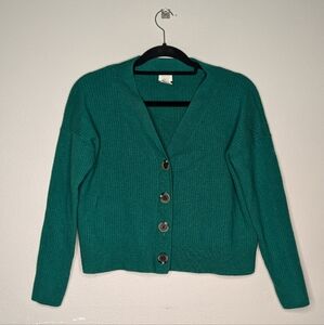 Aspen Women's Ribbed 100% Merino Wool Button Front Long Sleeve Cardigan Size